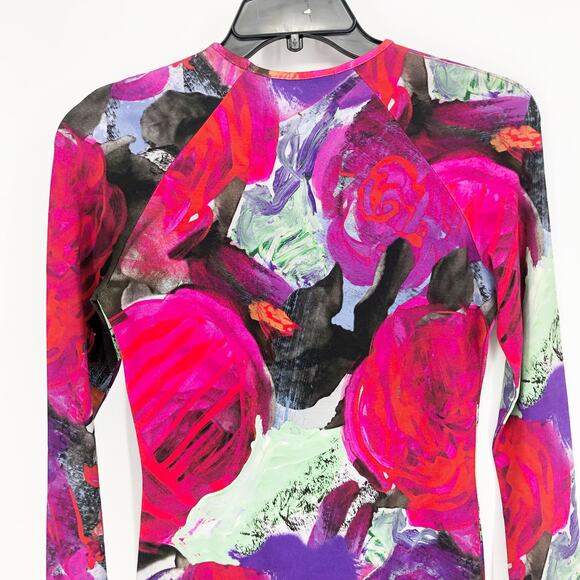 CHRISTOPHER KANE Bodycon Mini Dress Large Pink Abstract Long Sleeve Stretch NWOT - Picture 7 of 10